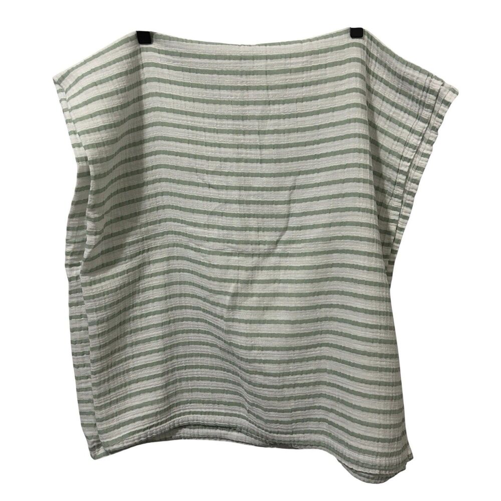 Pottery Barn Kids Green White Striped Blanket Organic Cotton Security Nursery